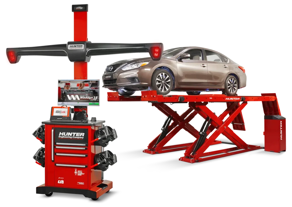 Echipament profesional de geometrie roți și aliniere Hunter WinAlign 18 cu lift - Serviciu Geometrie 3D auto București-Ilfov