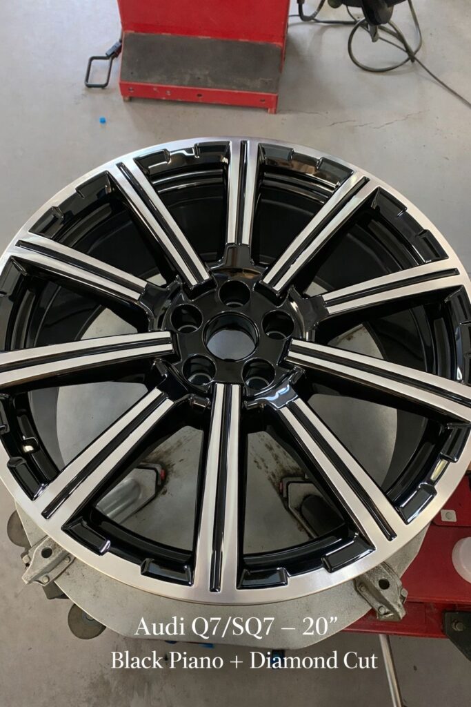 Reconditionare jante Audi Q7 SQ7 20 inch Black Piano Diamond Cut Bucuresti