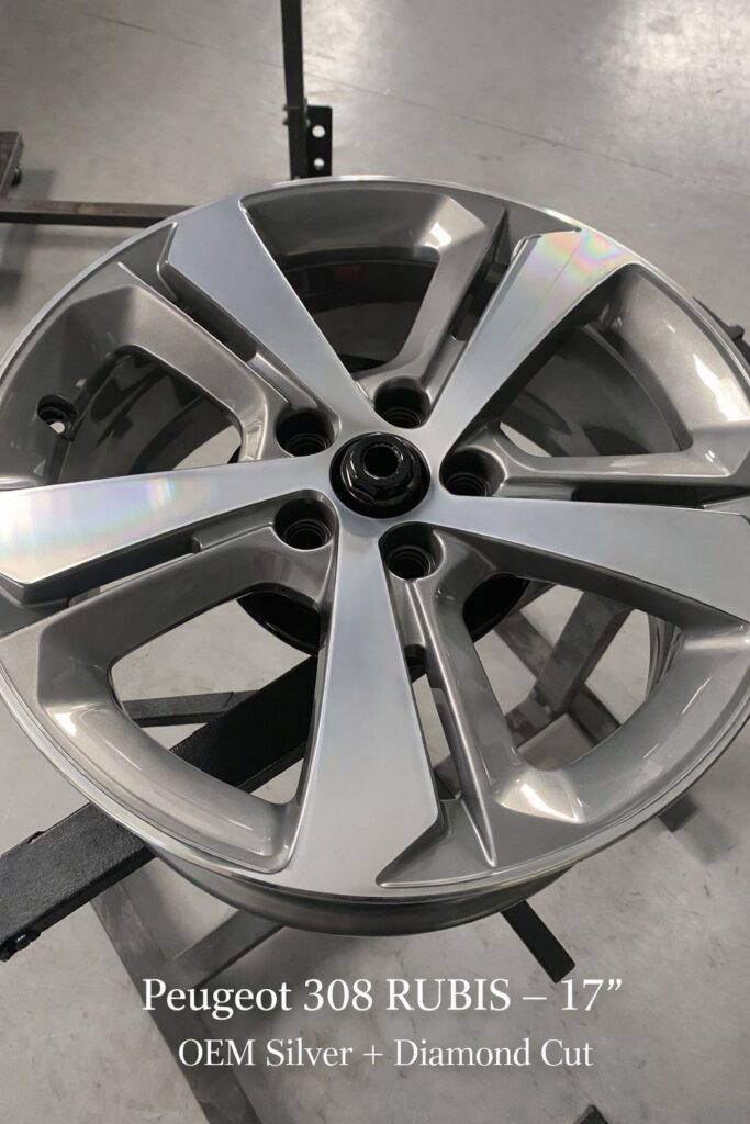 Reconditionare jante Peugeot 308 Rubis 17 inch OEM Silver Diamond Cut Bucuresti